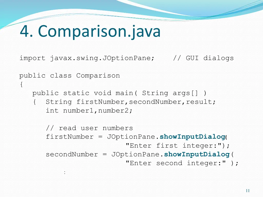 4 comparison java