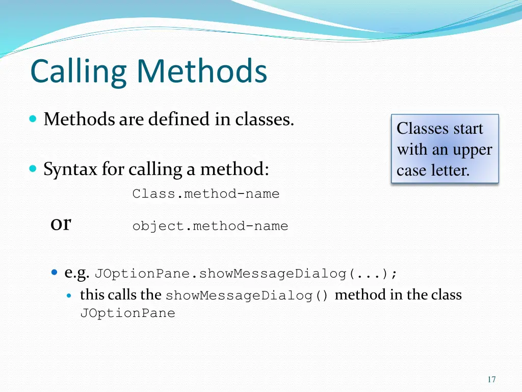 calling methods