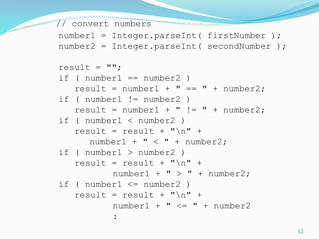 convert numbers number1 integer parseint