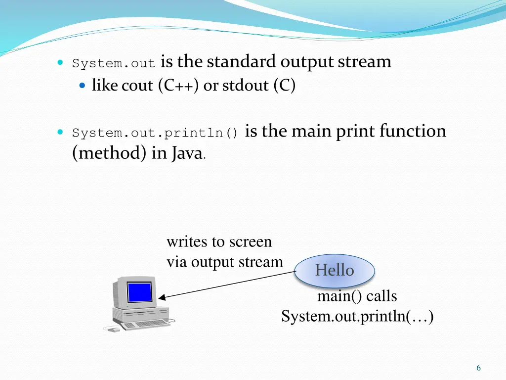 system out is the standard output stream like