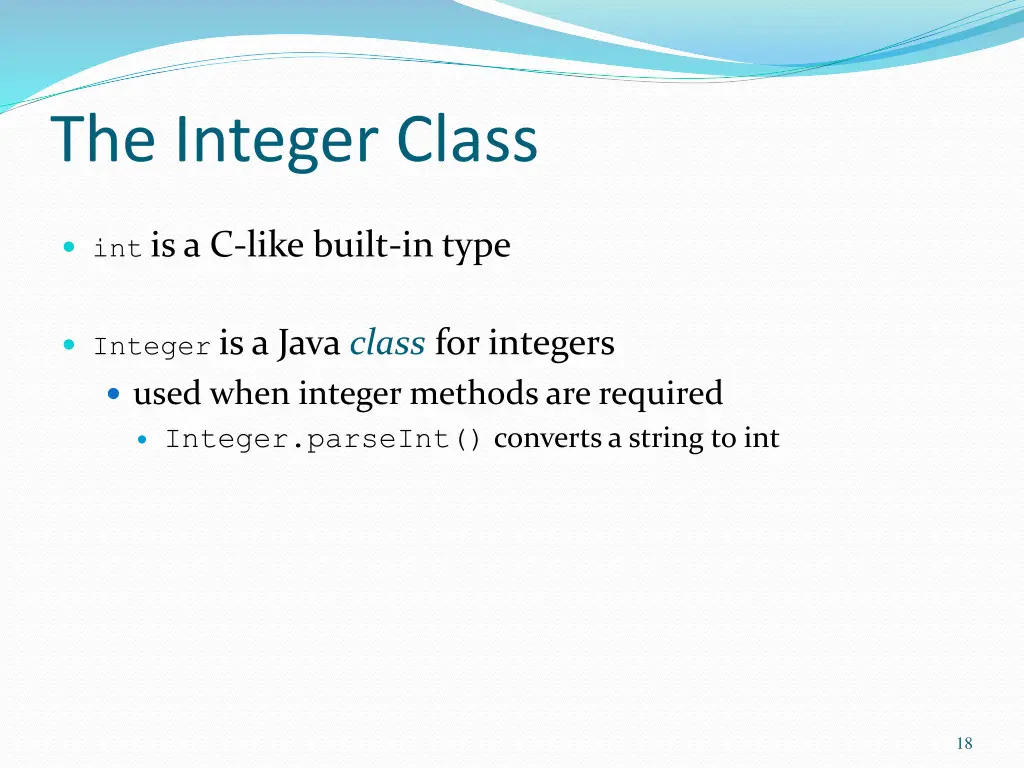 the integer class