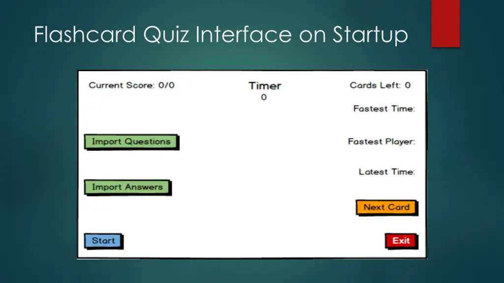 flashcard quiz interface on startup