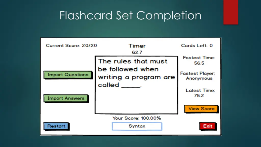 flashcard set completion