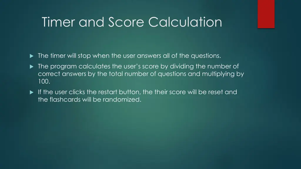 timer and score calculation