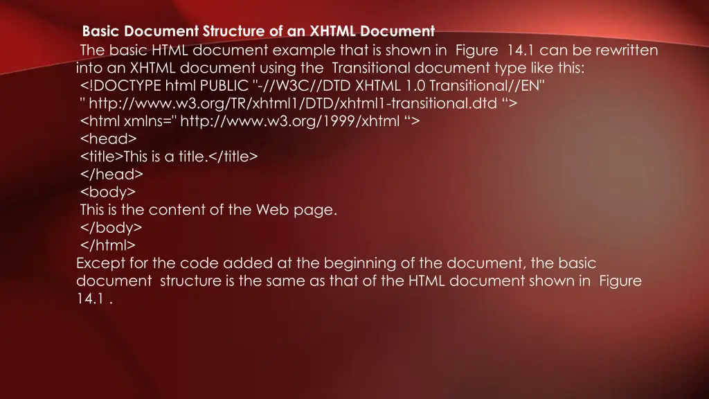 basic document structure of an xhtml document