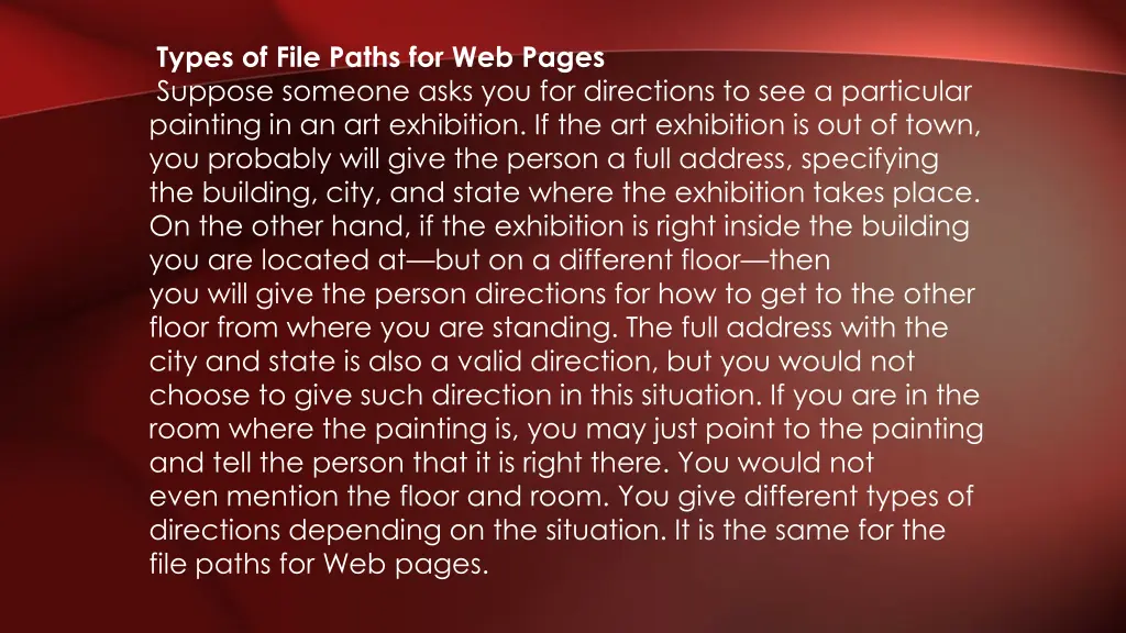 types of file paths for web pages suppose someone
