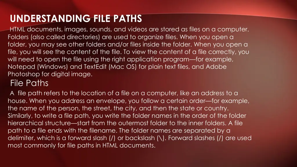 understanding file paths html documents images