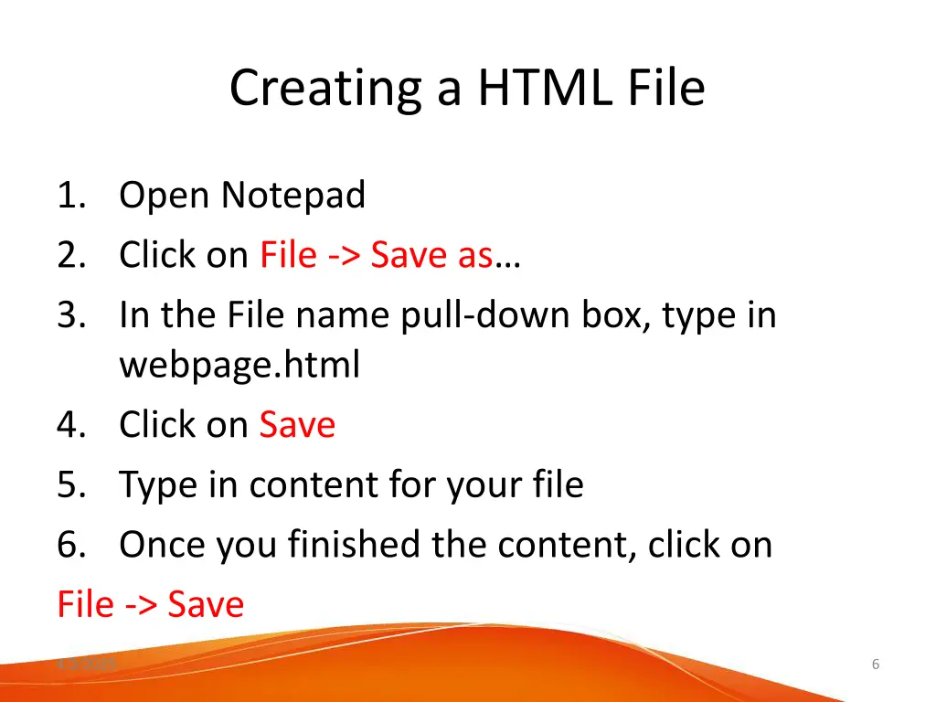 creating a html file
