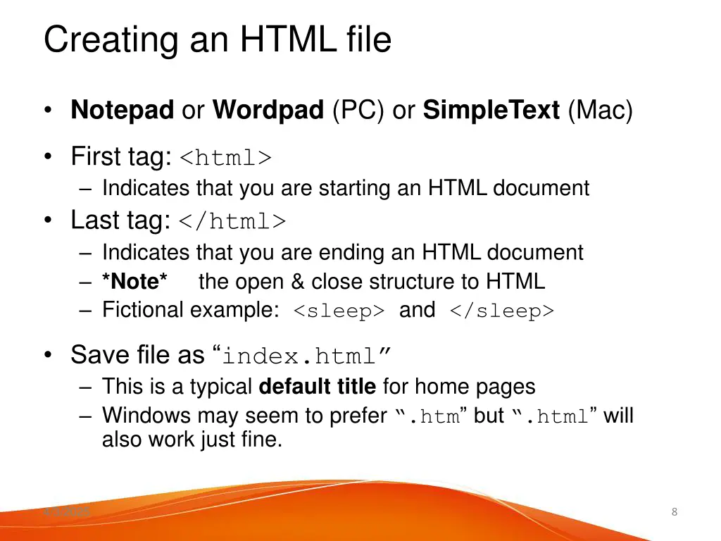 creating an html file