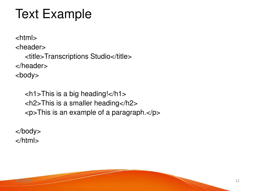 text example