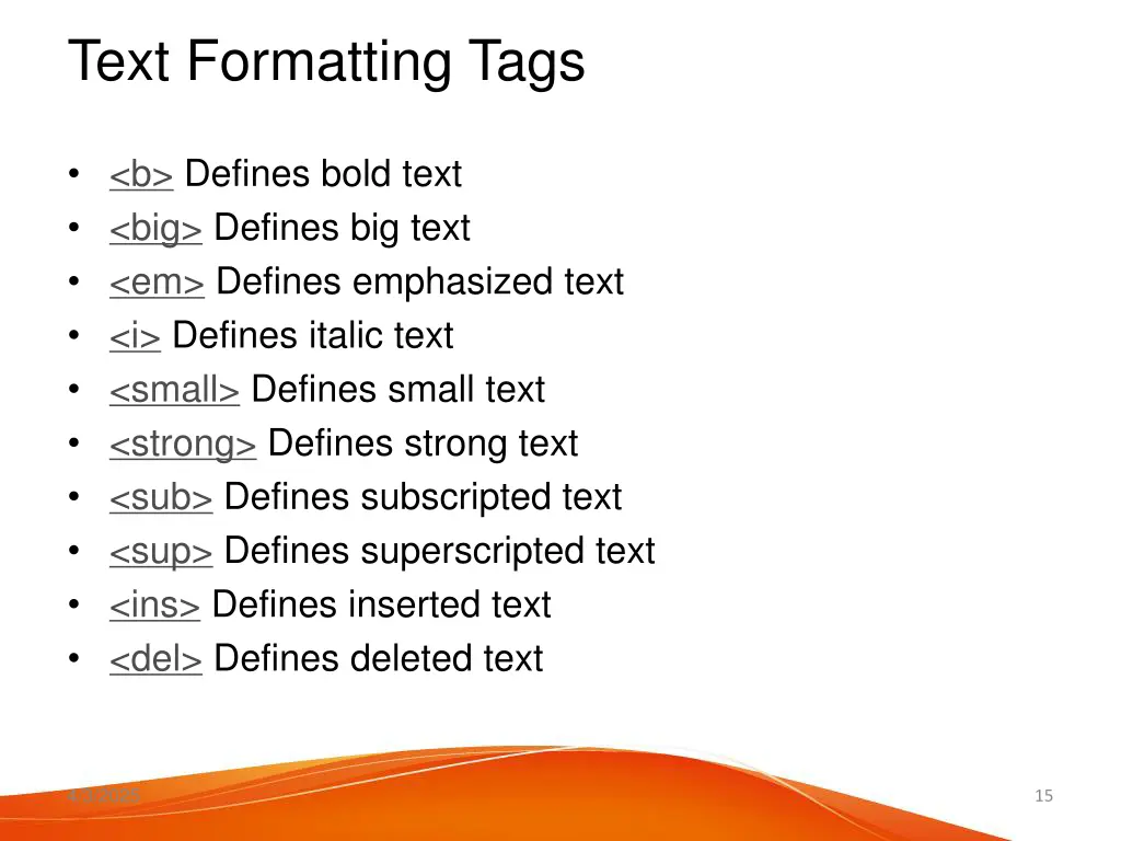 text formatting tags