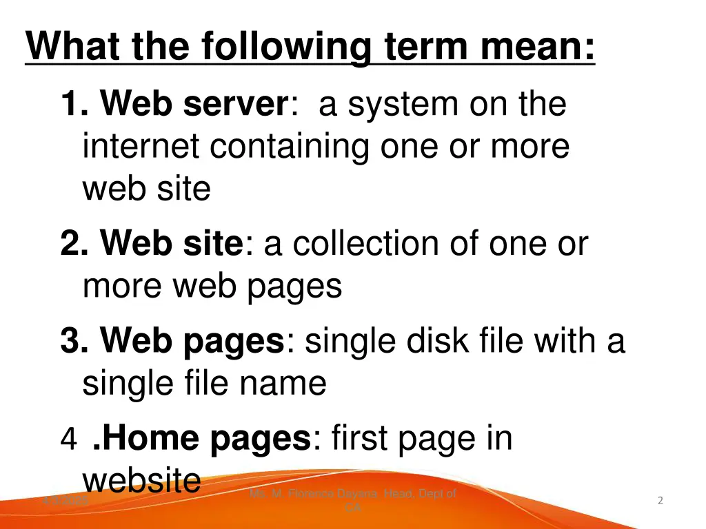 what the following term mean 1 web server