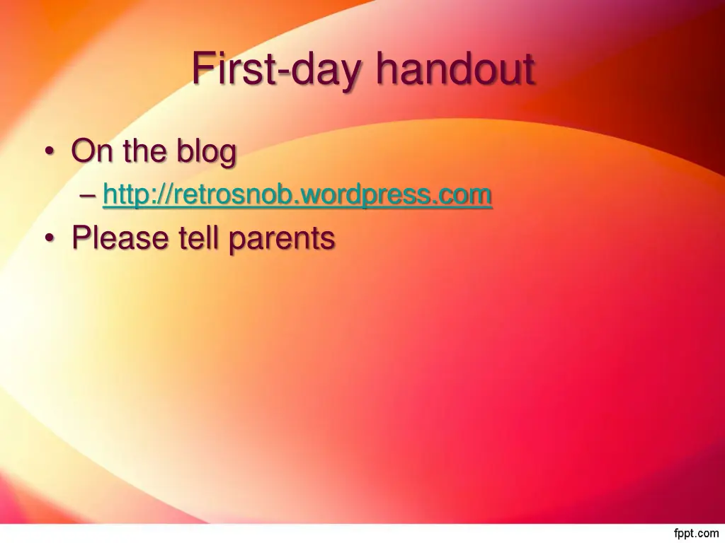first day handout