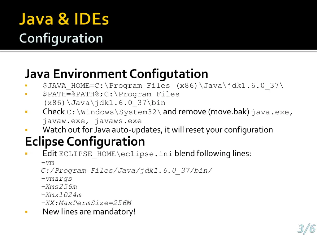 java environment configutation java home