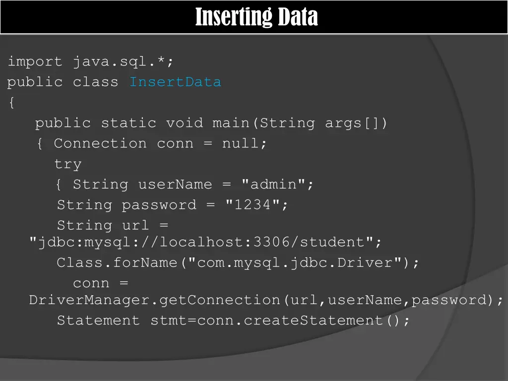 inserting data