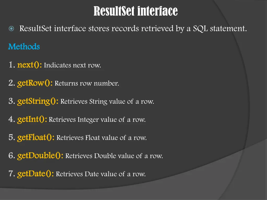 resultset interface