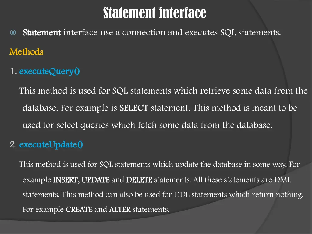 statement interface