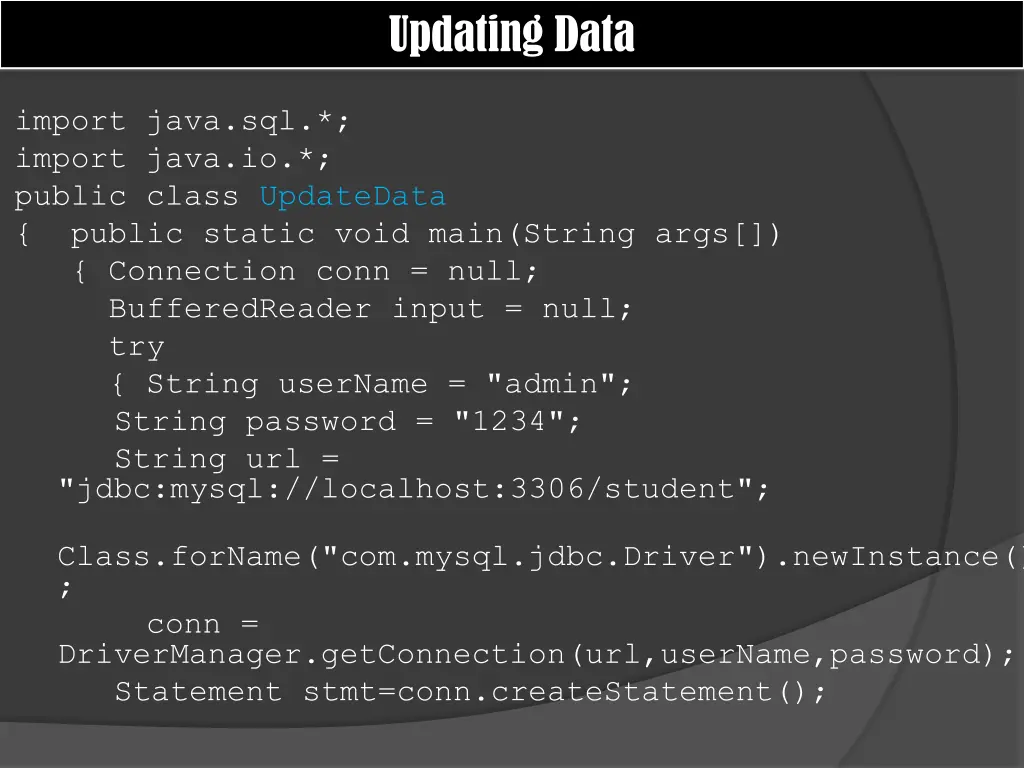 updating data