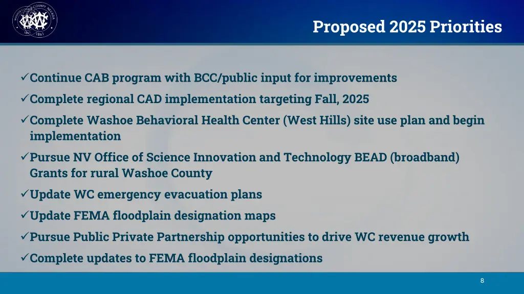 proposed 2025 priorities