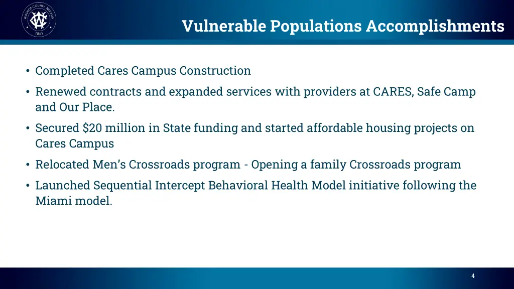 vulnerable populations accomplishments