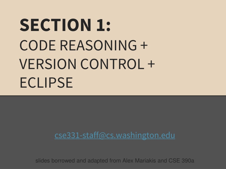 section 1 code reasoning version control eclipse