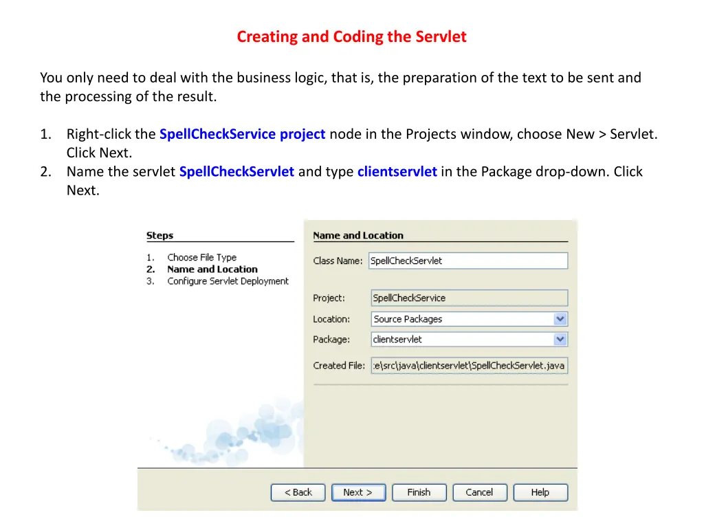 creating and coding the servlet