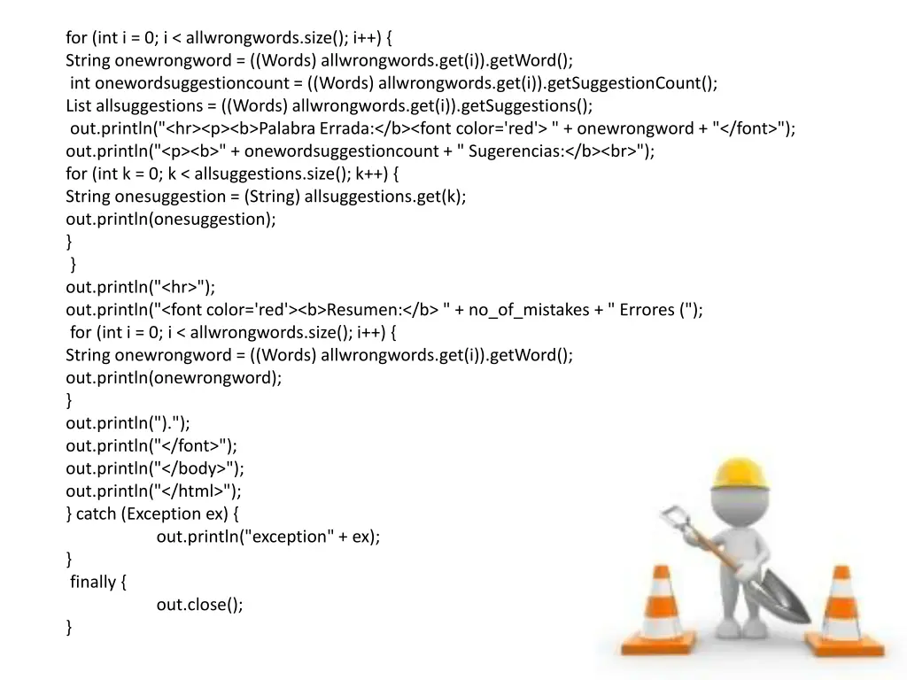 for int i 0 i allwrongwords size i string