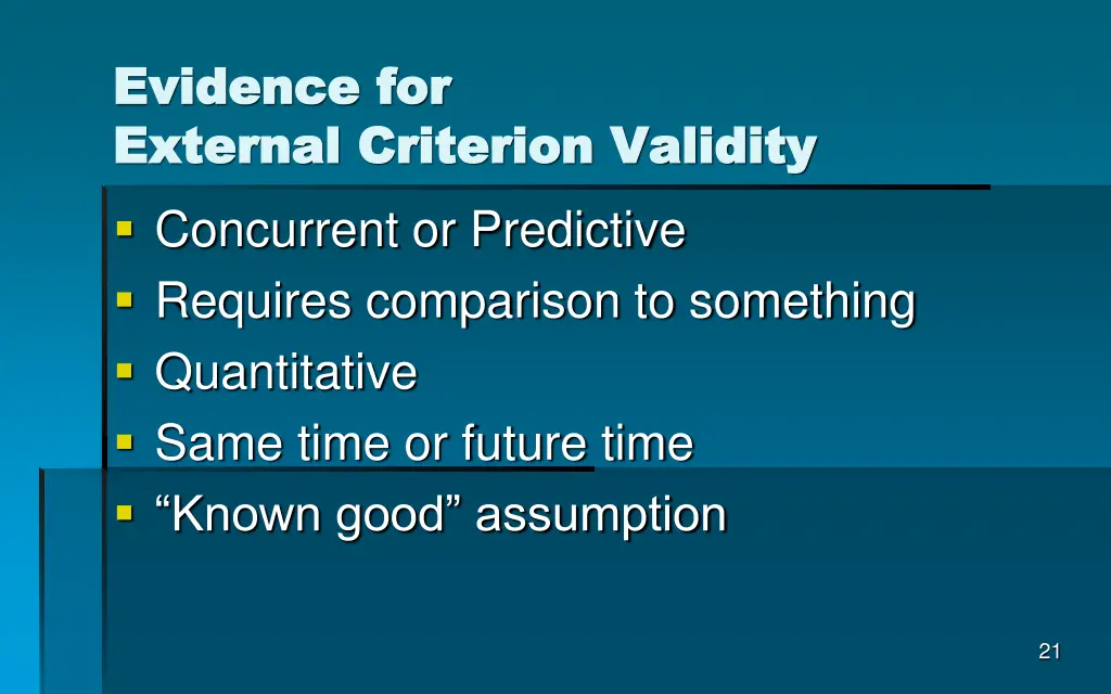 evidence for evidence for external criterion