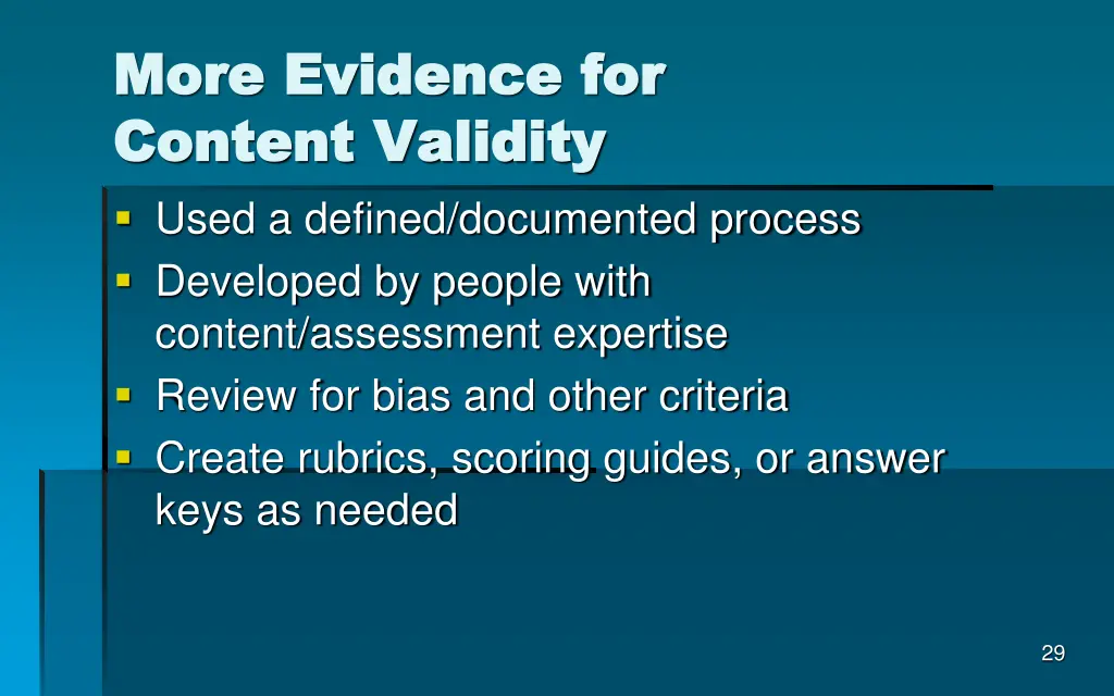 more evidence for more evidence for content