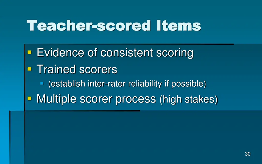 teacher teacher scored items scored items