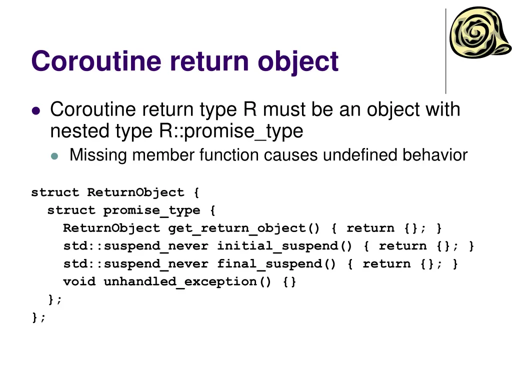 coroutine return object