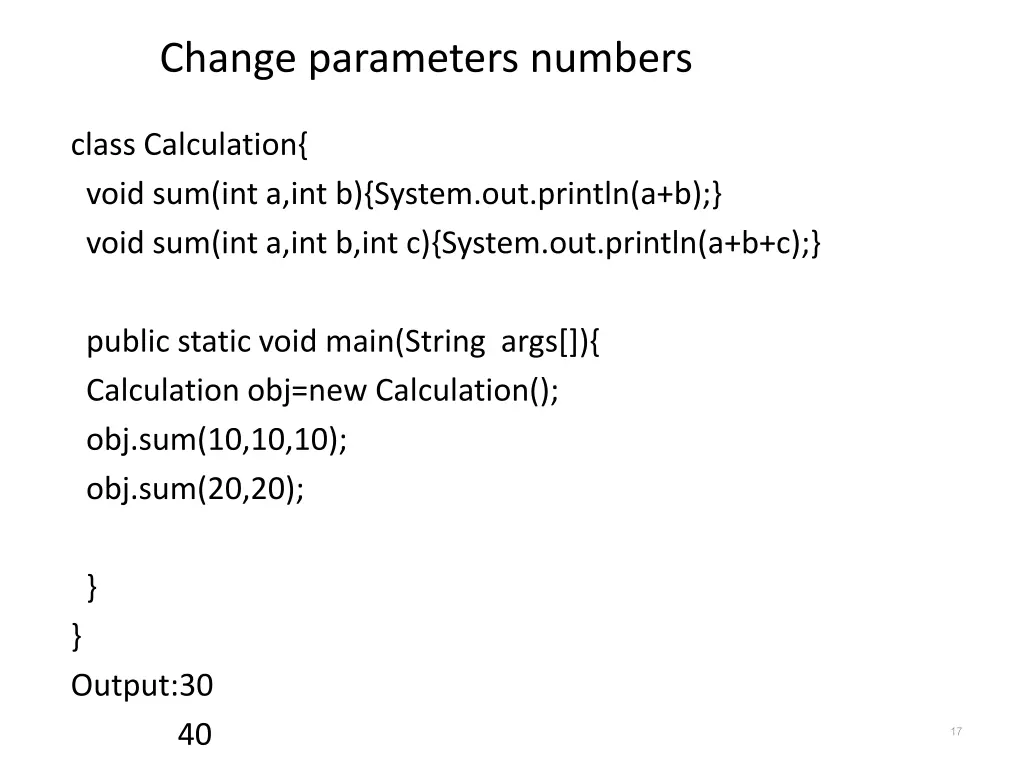 change parameters numbers