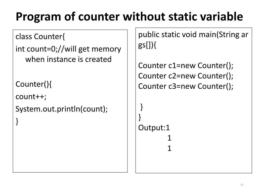 program of counter without static variable
