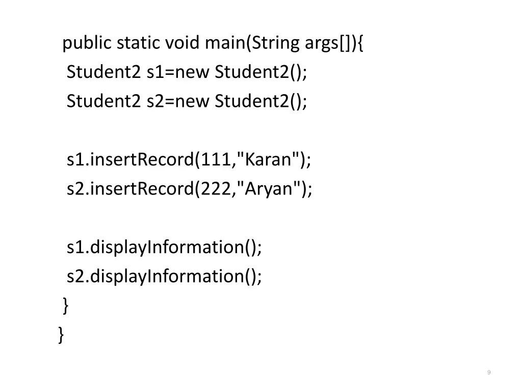 public static void main string args student2