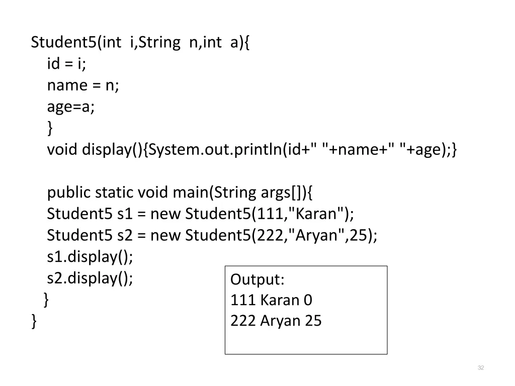 student5 int i string n int a id i name
