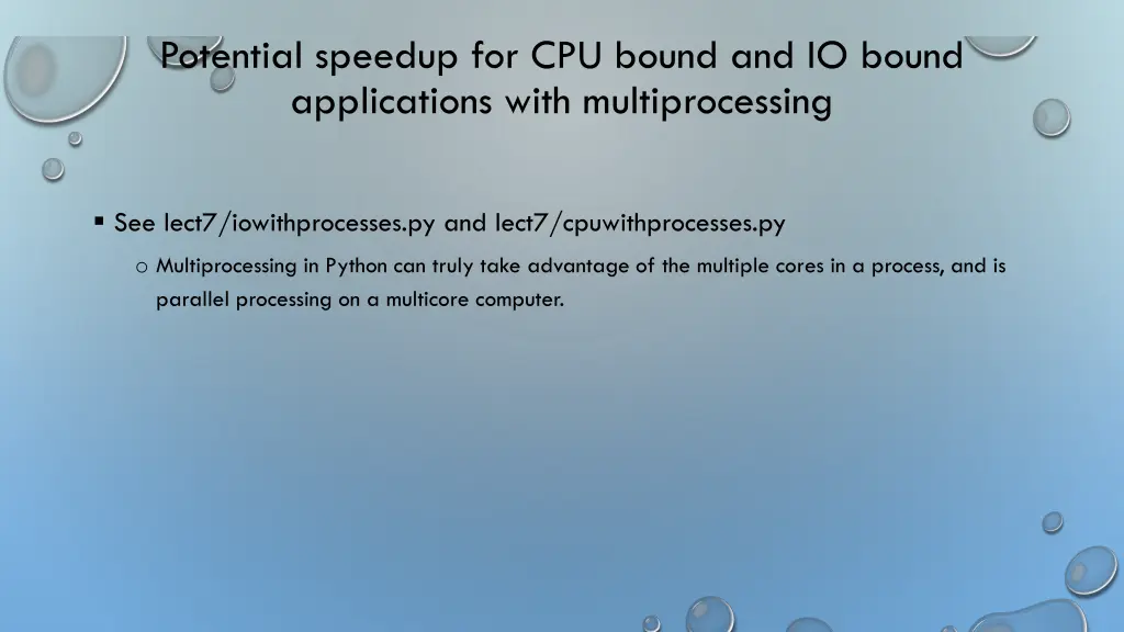 potential speedup for cpu bound and io bound