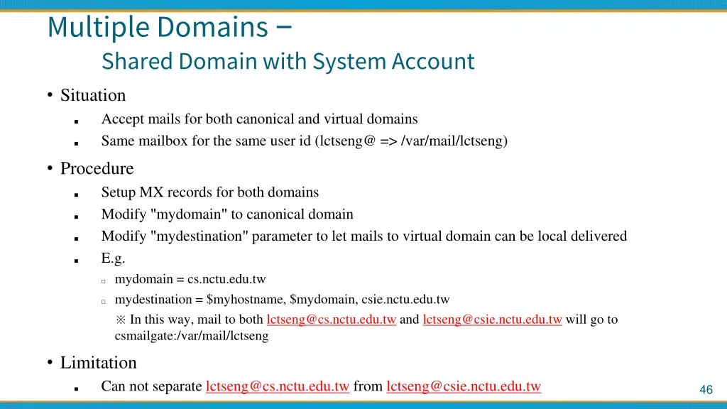 multiple domains shared domain with system