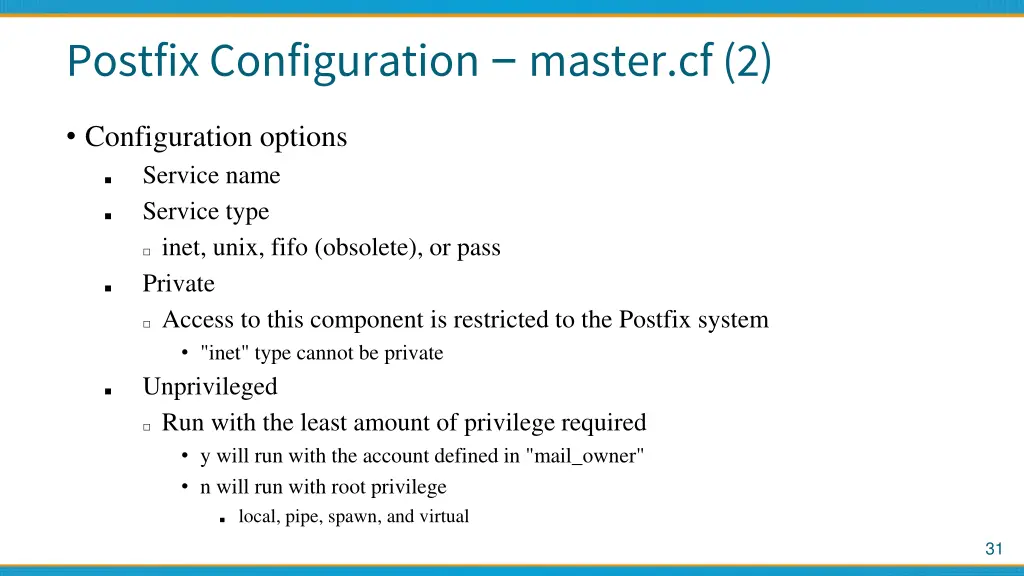 postfix configuration master cf 2