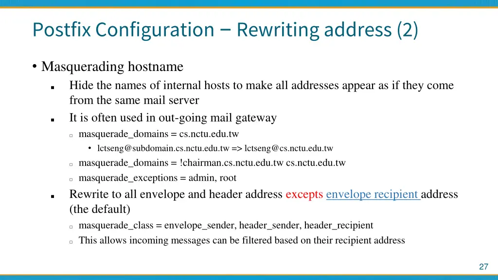 postfix configuration rewriting address 2