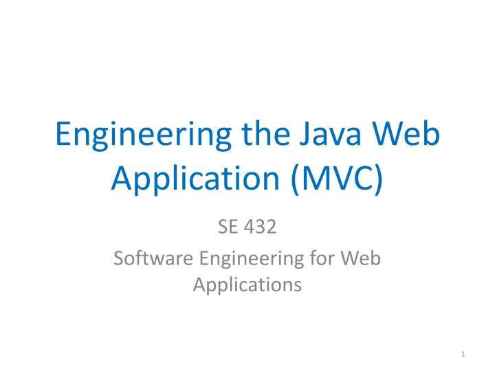 engineering the java web application mvc