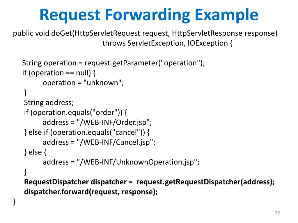 request forwarding example