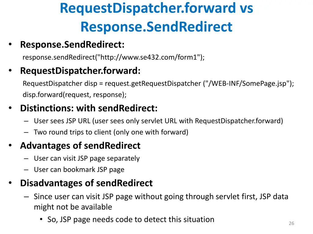 requestdispatcher forward vs response