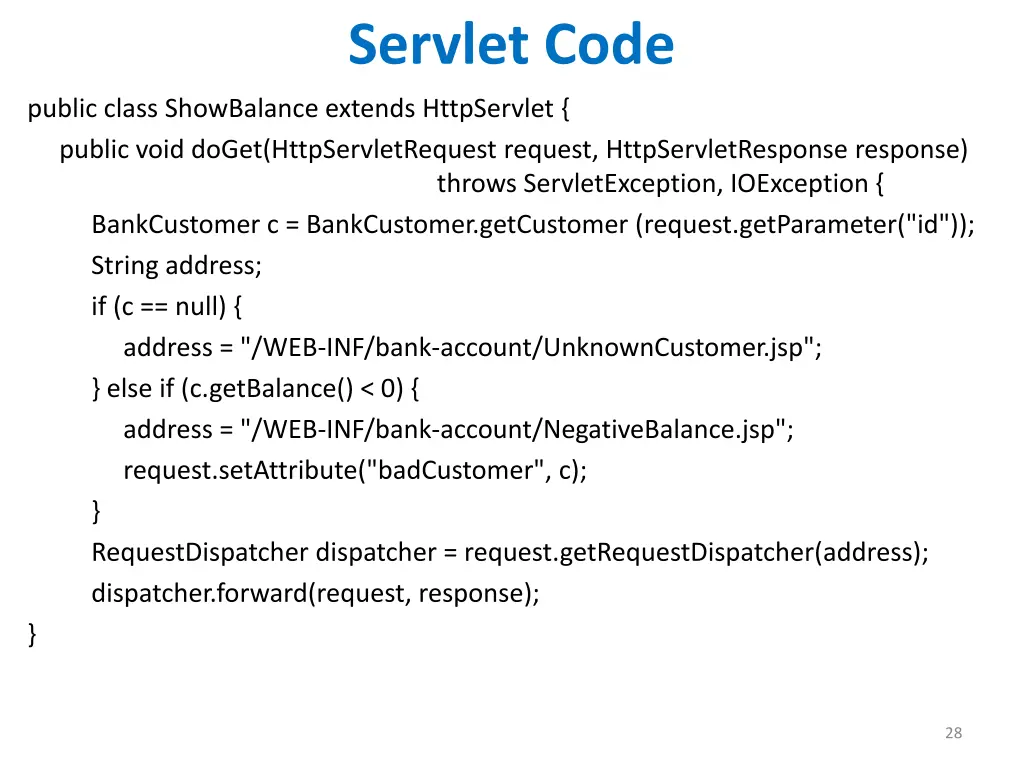 servlet code