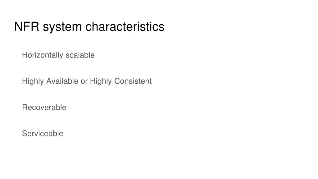 nfr system characteristics