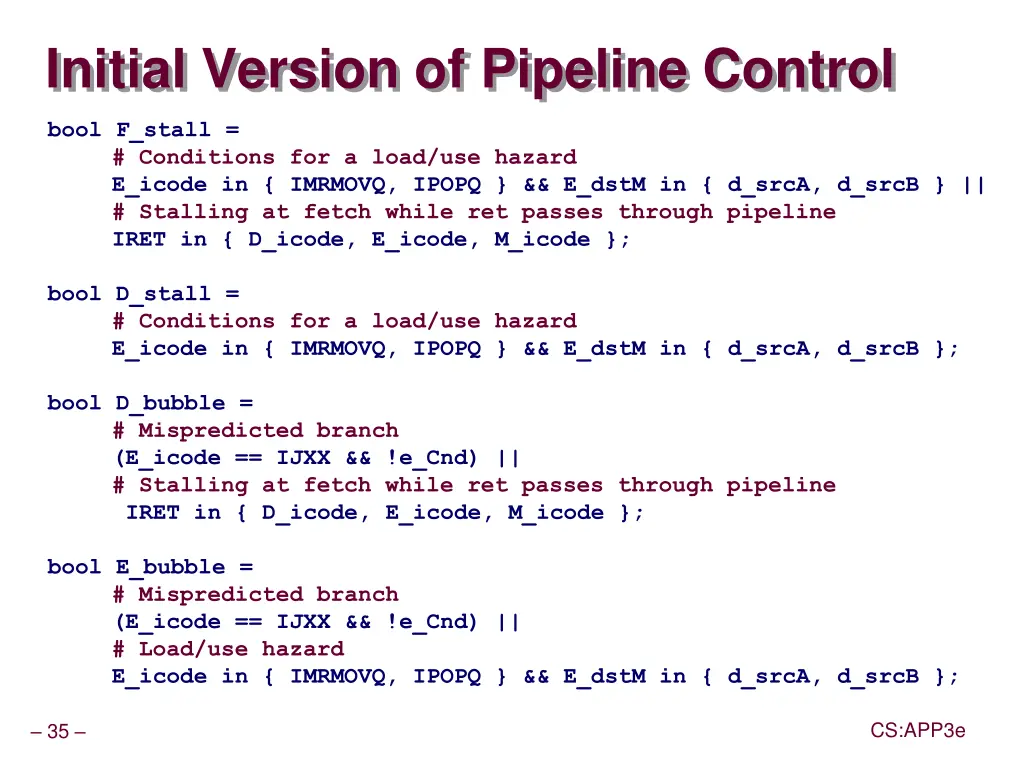 initial version of pipeline control