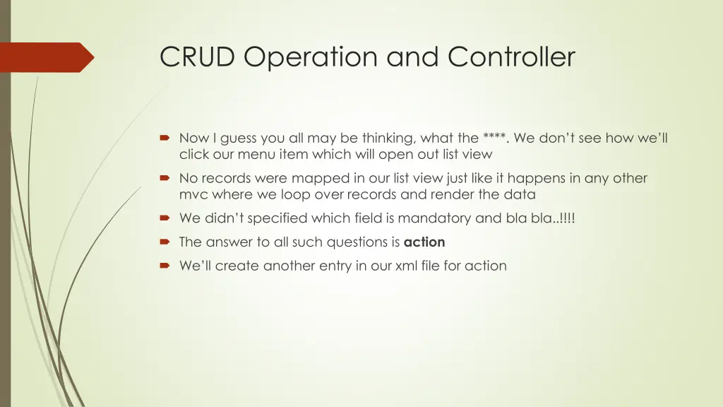 crud operation and controller