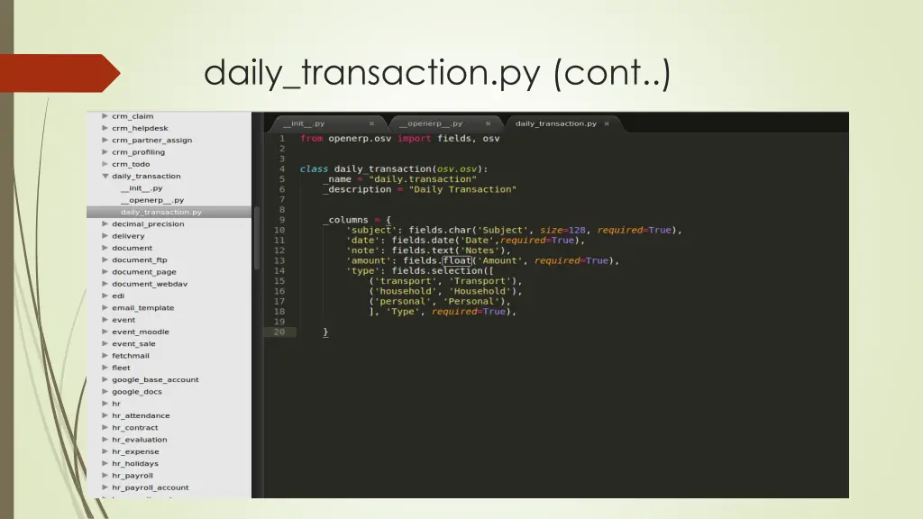 daily transaction py cont