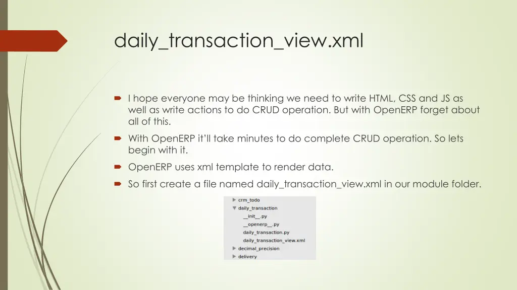daily transaction view xml
