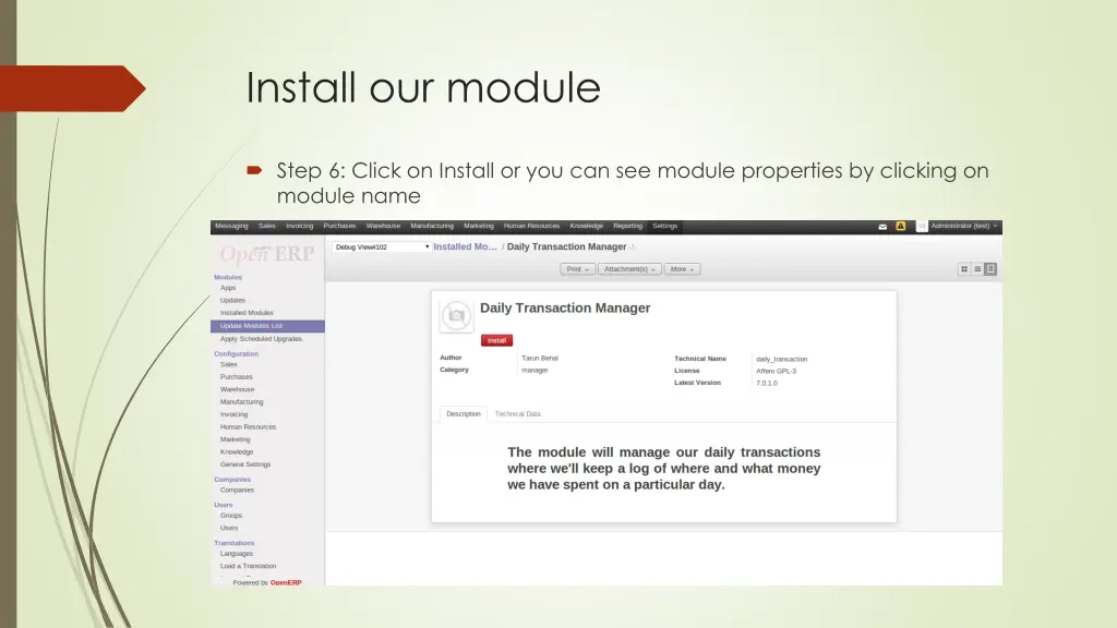 install our module 2