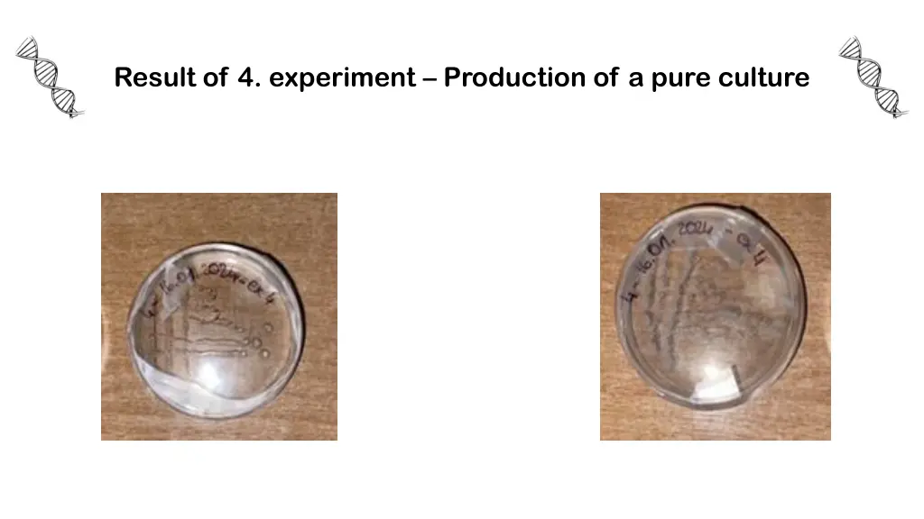 result of 4 experiment production of a pure